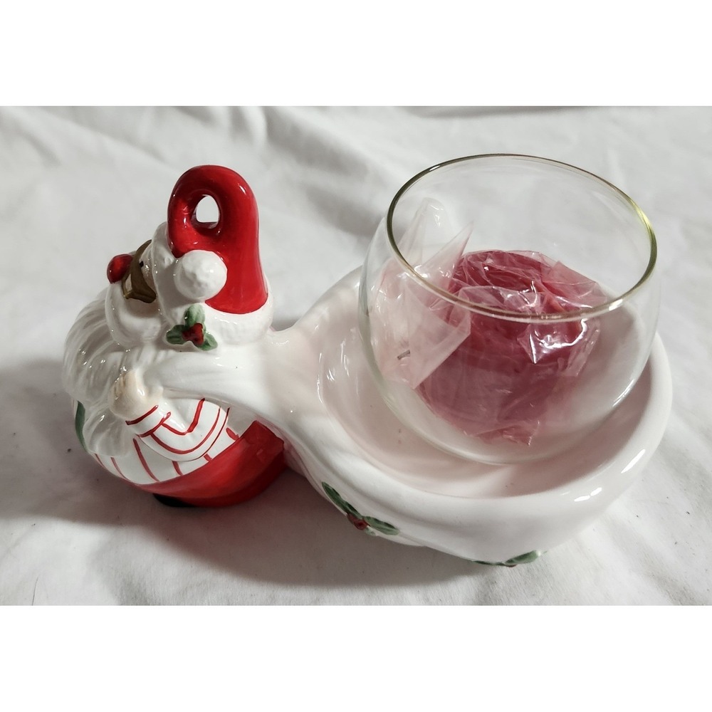 Vintage Fitz & Floyd Omnibus Santa Candle Holder NIB